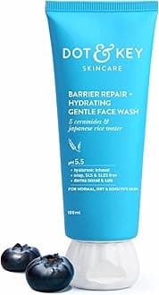 DOT & KEY Barrier Repair + Hydrating Gentle Face Wash With Probiotic | Ceremide Face Wash | For Dry Skin,Normal Skin & Sensitive Skin | Gently Cleanses Skin From Dirt & Oil For Unisex,100Ml