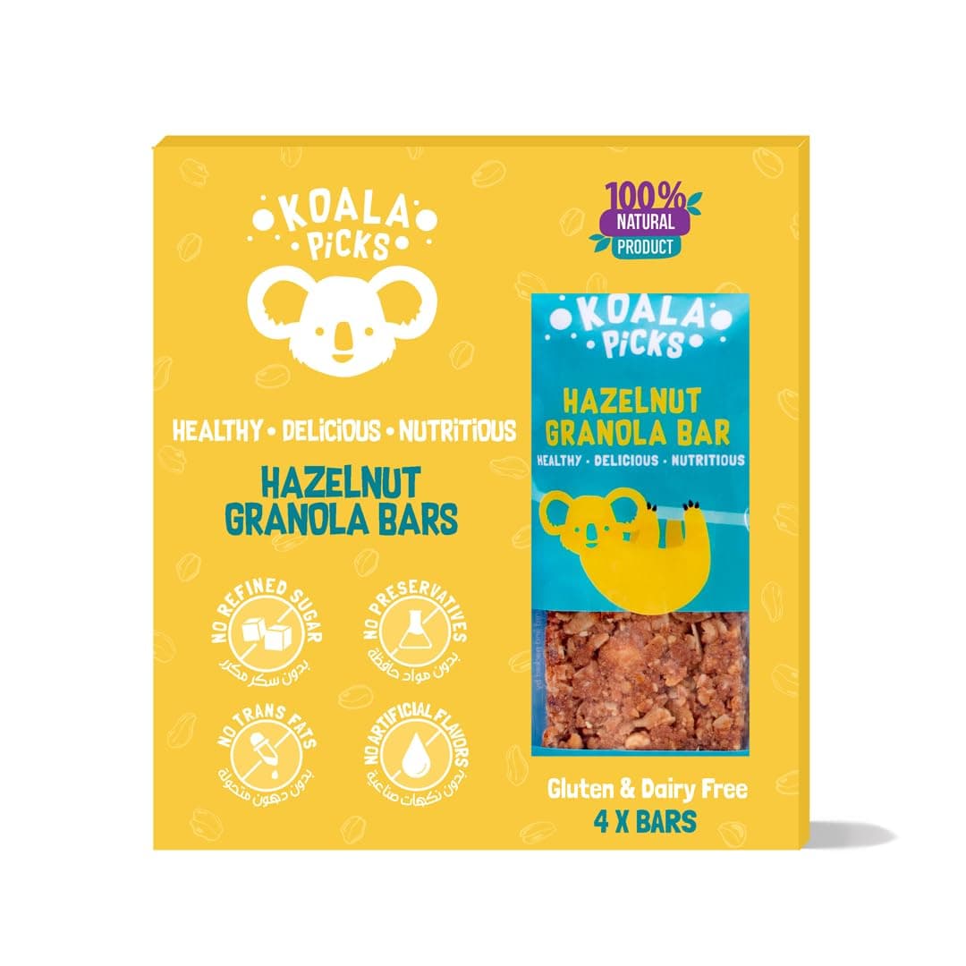 Koala Picks Hazelnut Granola Bar - Gluten-Free, Dairy-Free, Egg-Free Snack with Crunchy Hazelnuts, Cashews, Coconut Flakes, and Pumpkin Seeds - 140g