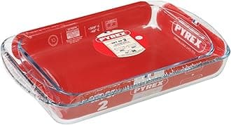 Pyrex Classic 2 Piece Rectangular Glass Baking Roasting Bake Roaster Dish Set