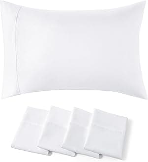 Queen Pillow Cases Set of 4 - White Brushed Microfiber Pillowcases 4 Pack, Super Soft Pillowcase, Pillow Case Covers with Envelope Closure for Kids, Wrinkle, Fade Resistant, 20x30 Inches