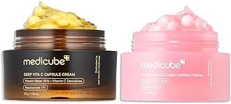 Uneven Skin & Firm Duo: Deep Vitamin C Golden Capsule Face Moisturizer and Salmon DNA PDRN Pink Collagen Capsule Cream
