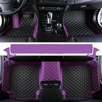 Custom Car Mat Fit for 98.99% Car Models Waterproof Full Coverage All Weather Protection Leather Car Floor Mats (Black+Purple)