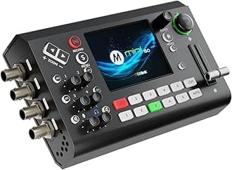 mini-ISO Video Switcher for Live Streaming, 10-Channel HDMI & SDI All-in-One Video Mixer with NDI HX, PTZ Control, 3.5″ Touchscreen, for Church & Education