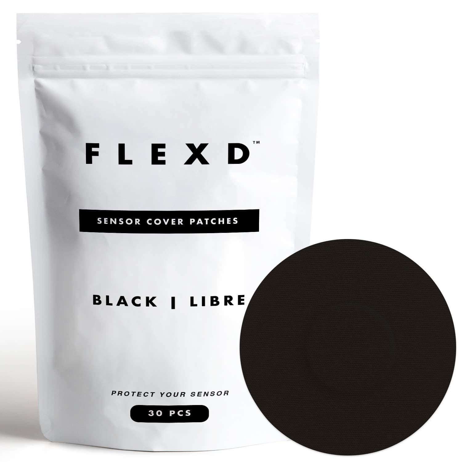 Flexd - Freestyle Adhesive Patches (30 Pcs) - Libre Adhesive Patch Covers Without Adhesive in The Center - Black