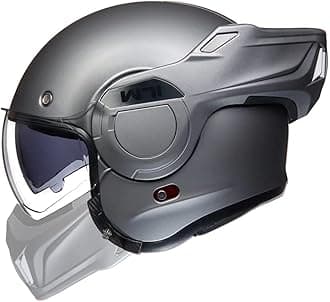 ILM Vintage Full Face Modular Motorcycle Helmet for Adults Men Snowmobile ATV UTV with 180° Reversible Chin Guard DOT ILM-B707(Matte Gray, XL)
