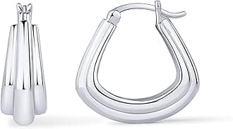 PAVOI 14K Gold Plated 925 Sterling Silver Posts Geometric Hoop Earrings for Women | Trendy Geo Long Oval U-Shaped Link Triangle Huggie Hoops Earring