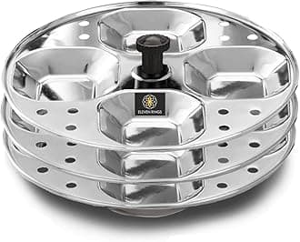 Eleven Rings 3 Plates Stainless Steel Square Idli Stand/Idli Maker Makes 12 Square Idlis at Once. (3 Plate Square Idli)