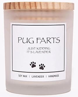 Pug Gifts & Decor, Dog Mom Gifts for Women, Dog Farts Candle, Pet Friendly Lavender Scented Candle