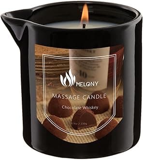 MELONY Massage Oil Candle | Great for Calming, Soothing and to Relax | with Natural Soy Wax | 8.1oz (Chocolate Whiskey)