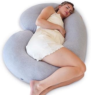 PharmedocPregnancy Pillows, C-Shape Full Body Pillow – Jersey Cover Dark Grey – Pregnancy Pillows for Sleeping – Body Pillows for Adults, Maternity Pillow and Pregnancy Must Haves, New Mom Gifts