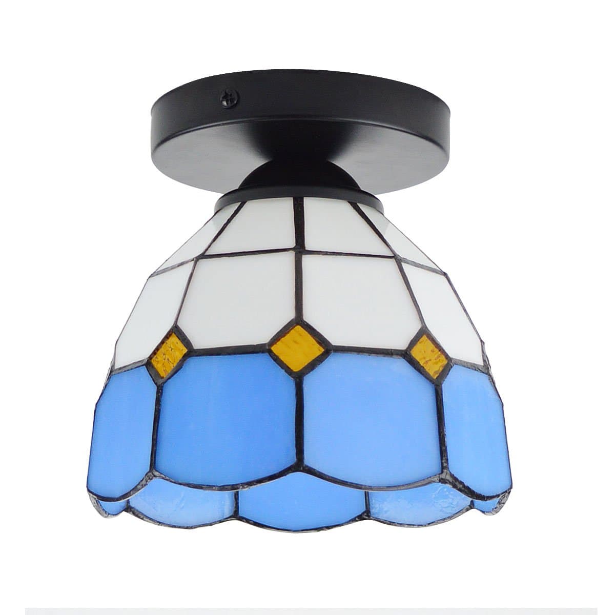 Semi-Flush Mount Ceiling Light,Blue & White Style for Hallway Study Room Office Bedroom Decoration