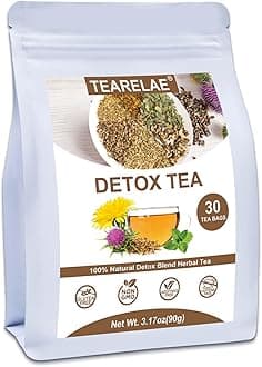 TEARELAE - Detox Tea, 30 Count Herbal Liver Detox Tea Bag - Milk Thistle Seed, Dandelion Root, Licorice Root, Fennel, Turmeric, Peppermint - Support Liver Function