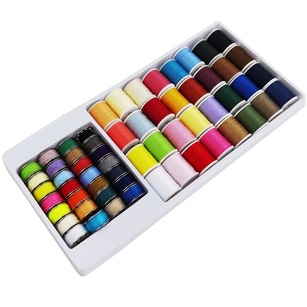 TERRIFISewing Thread Set, 60 Pcs Multi-Color Polyester Sewing Thread Kit with Storage Box for Arts, Crafts, Quilting, Clothing, Travel