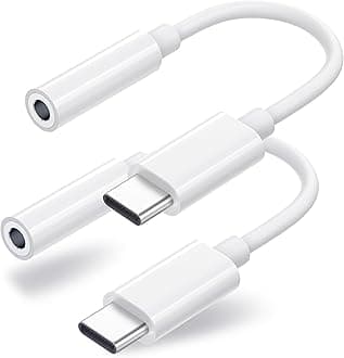 2 Pack USB C to 3.5mm Headphone Jack Adapter, USB C to Aux Audio Dongle Cable Cord Compatible with iPhone 17/16/15 Pro/15 Pro Max, iPad Pro, MacBook, Samsung S21-24, Pixel 7/6/5
