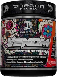 Venom Extreme Potency Pre-Workout, Laser Sharp Focus + Energy, Intense Performance, Proven Ingredients for Enhanced Vasodilation & Endurance (40 Servings, Mangonada)
