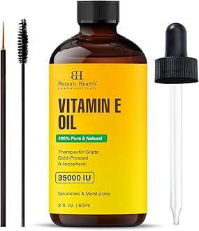 Botanic Hearth Vitamin E Oil 2 Fl Oz |100% Pure and Natural- Cold Pressed & Hexane Free Natural Hair Growth Oil for Eyelashes, Eyebrows, Skin, Body, Face, Nails & Scalp