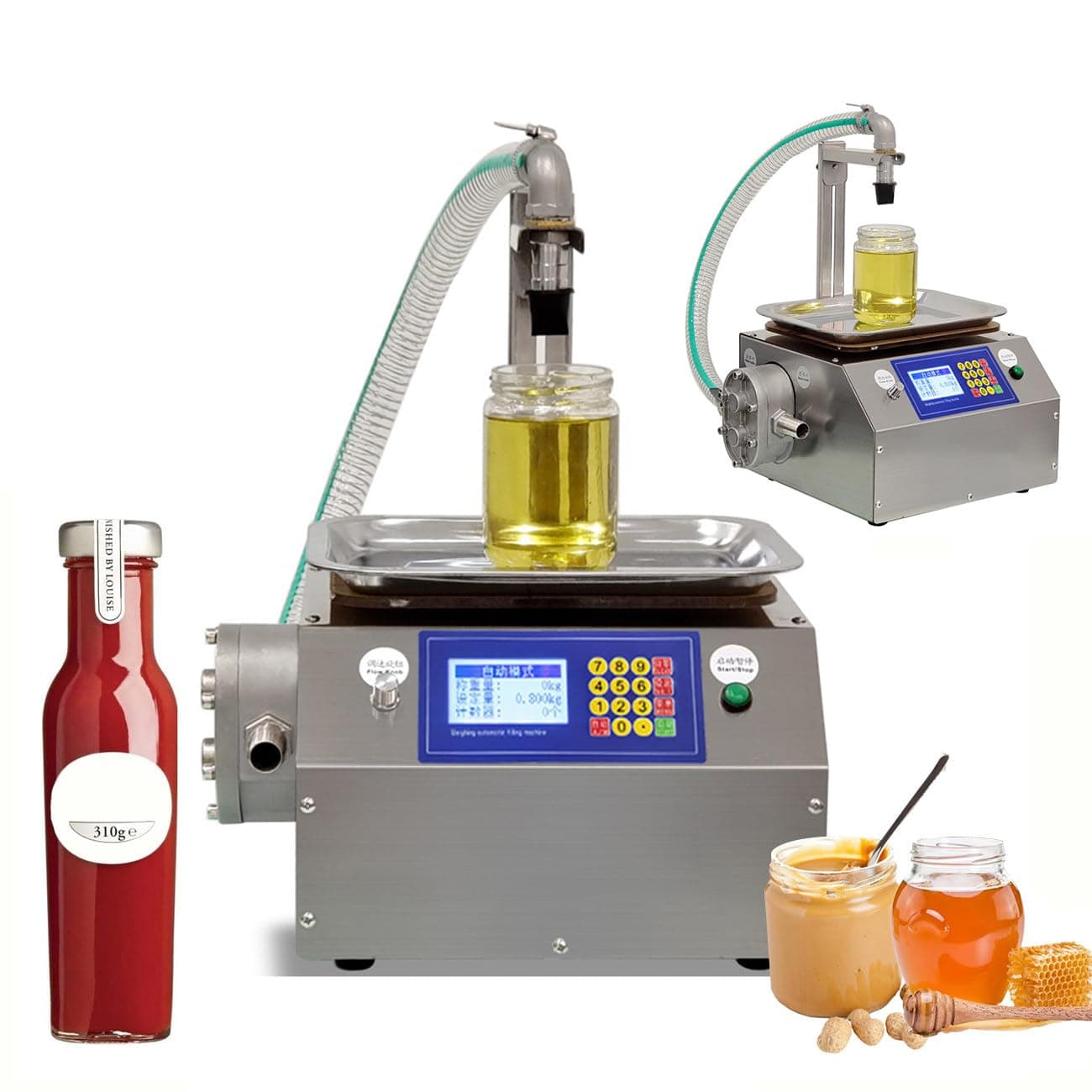 Automatic Filling Machine for Viscous Liquid, Paste, Honey, 304 Stainless Steel Gear Pump, Filling Height 0~40cm, Filling Range 20g~8kg, Bottle Filler Machine