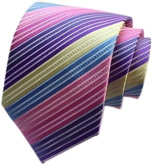 Secdtie Men's Striped Tie Colorful Rainbow Jacquard Woven Silk Formal Necktie