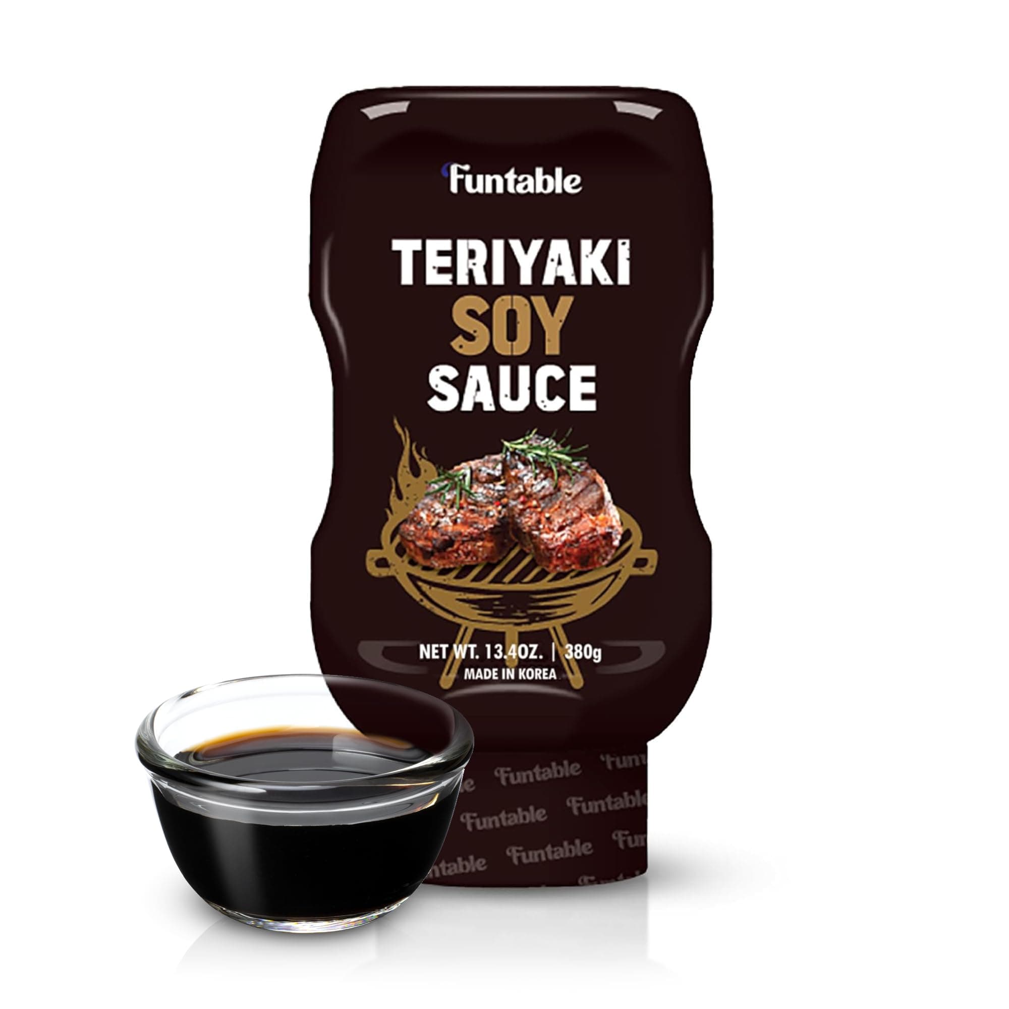 Funtable Teriyaki Soy Sauce (13.40 oz, Pack of 1) - Korean Authentic Sweet Soy Sauce, Ideal for Dipping, Marinating, & Seasoning Korean Bulgogi, Meats, & Grilled Dishes.