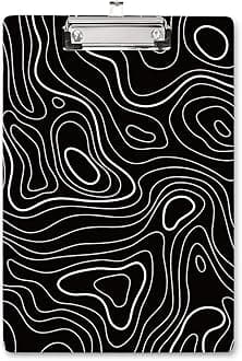 WAVEYU Cute Clipboard, Hardboard Decorative for Office Supplies, Fashion Nursing Clip Board with Low Profile Metal Clip, Chic Designed for Standard Size(12.5"x9"), Topographic Line Pattern