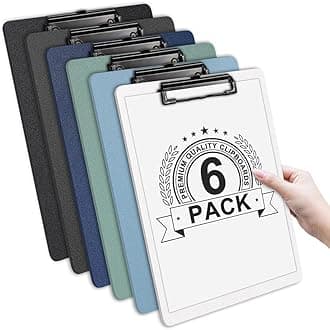 Clipboards - A4 - Plastic - 6 Pack, Offshifter Writing Clip Boards with Heavy Duty Clips, Sturdy and Durable, Multi-Pack of Clipboards to Enhance the Writing Experience