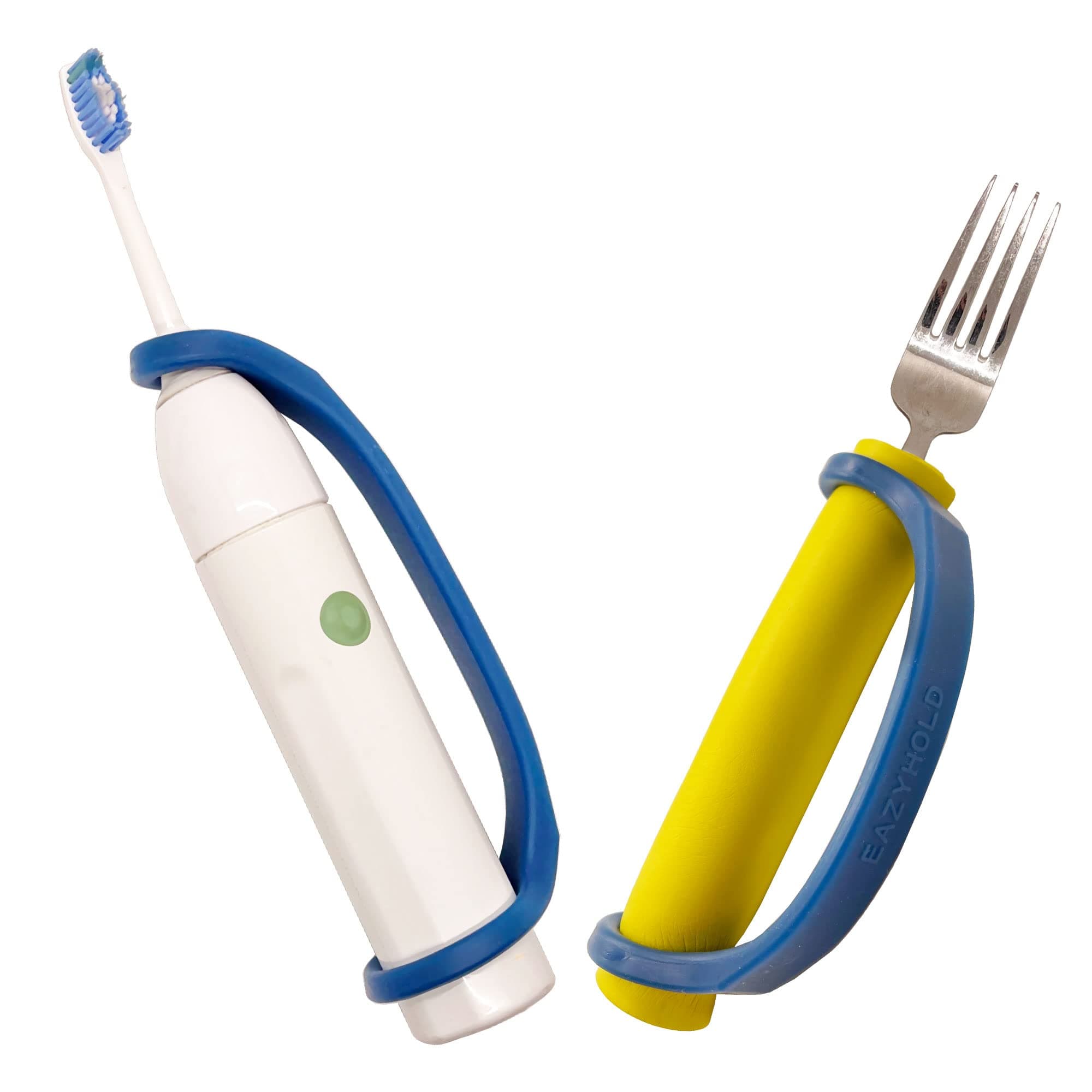 Navy Silicone Universal Cuff, Large to X-Large Hands, Fits Adaptive Eating and Weighted Utensils, Foam Tubing, Thick Easy Grip Handles, Grooming, Daily Living Aid 2-Pack 8"