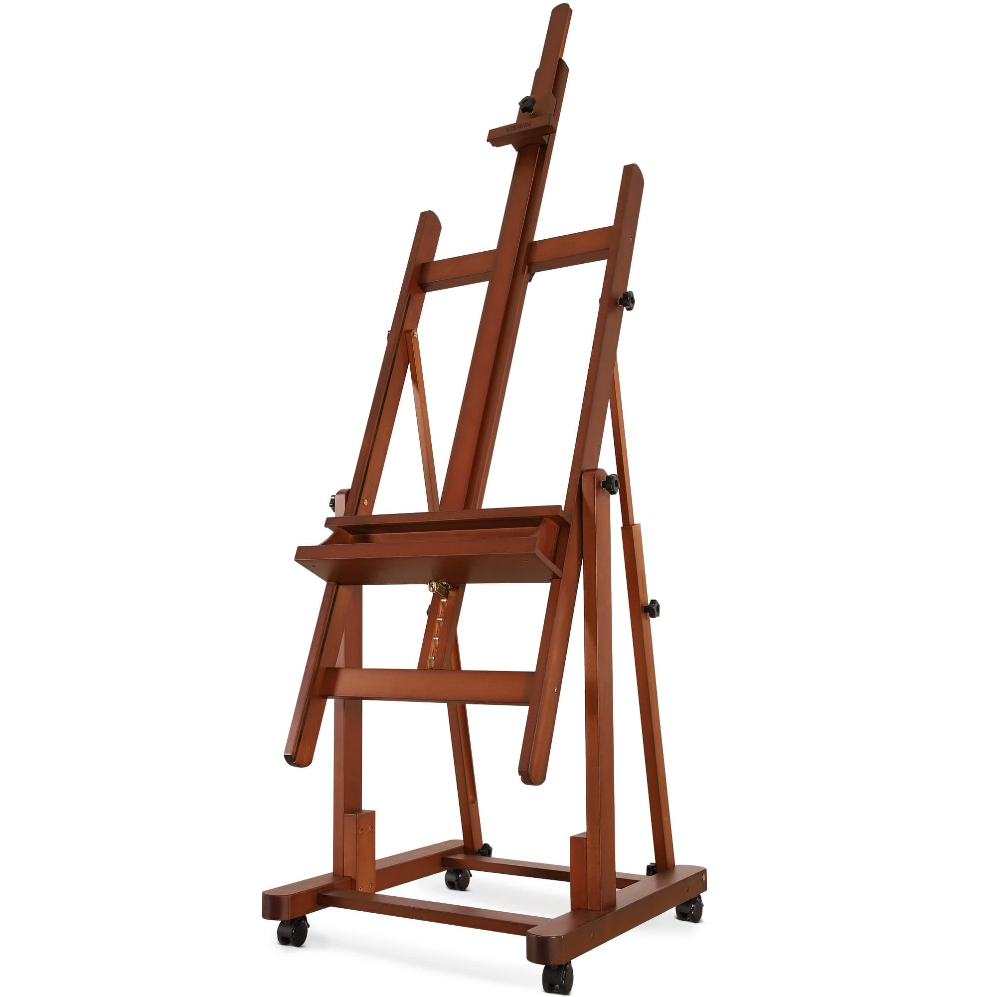 VISWIN Heavy Duty Extra Large H-Frame Easel Holds Canvas Up to 82" - Tilt Flat - Made of Durable Beechwood Convertible Studio Easel with Storage - Adjustable Artist Painting Easel Stand with Wheels