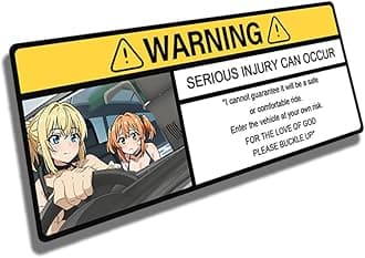 EARLFAMILY 5.1'' for Driving Safety Warning Anime Car Stickers Cartoon Decal Car Accessories Sun Visor Window Decor (Style H)