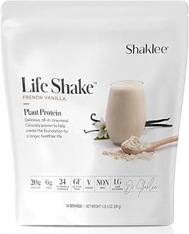 Shaklee Life Energizing Shake delicious non-GMO protein shake with pre- and probiotics -French Vanilla flavor (net wt. 1 lb.)14 servings