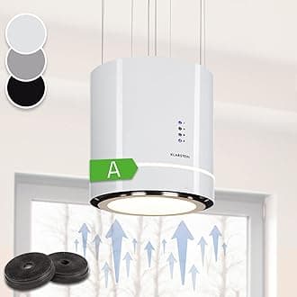 Klarstein Hanging Island Cooker Hood, Extractor Fan for Kitchen Islands, 540m³/h Airflow, Timer, Adjustable Kitchen Extractor Fan with Futuristic Design, 3 Mode Cooker Hoods, Activated Carbon Filters