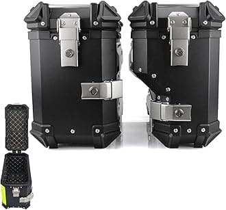 38L Universal Motorcycle Side Box Panniers Luggage Trunk Storage Saddlebag, Waterproof Aluminum Saddlebag Box Motorbike Storage Case with Security Lock,B,Black