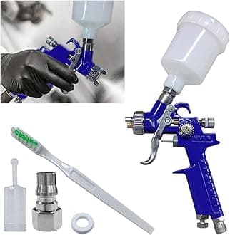 Mini HVLP Touch Up Spray Gun with 1 mm Nozzle, 125 cc Cup Gravity Feed Air Paint Sprayer Spot Repair, Spray Paint Gun for Car Furniture Painting, Auto Primer, Wall Painting (1.0)