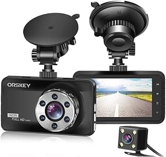 ORSKEY Dash Cam Front and Rear 1080P Full HD Dual Dash Camera in Car Camera Dashboard Camera Dashcam for Cars 170 Wide Angle with 3.0" LCD Display Night Vision and G-Sensor