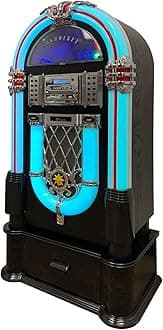 Arkrocket Taurus II Mid-Size Jukebox Vinyl Record Player Bluetooth USB SD CD Player Radio Retro Turntable Classic Jukebox (Taurus II + Stand - Black)