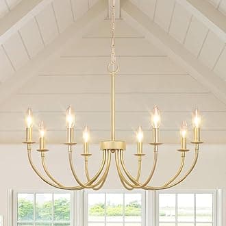 26" 8 Light Gold Chandelier