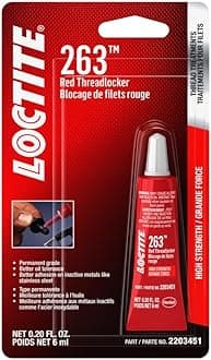 Loctite 2203451 Threadlocker 263 Surface Insensitive-High Strength Tube, Red, 6-ml