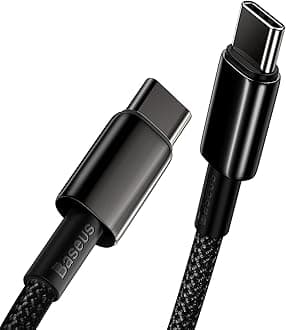 Baseus USB-C Cable, 100W Fast Charging, PD Compatible, Nylon Braided, Anti-Disconnect, Type-C & Type-C Charging Cable Compatible with iPhone 16 15 / iPad/MacBook Pro, Laptops/Galaxy Phones and Other