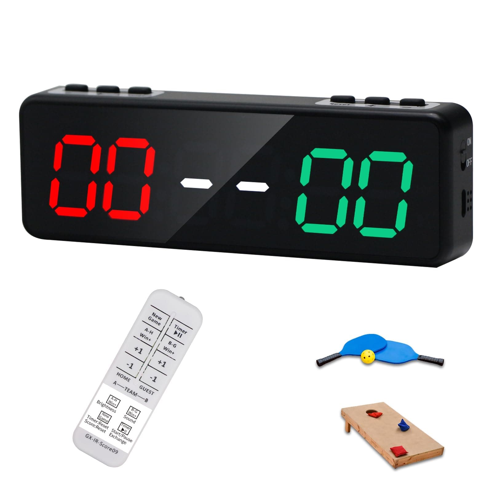 Electronic Scoreboard with Remote,Protable LED Digital Cornhole Score Keeper with Tripod,Score/Timer/Count Up/Countdown/Stopwatch/Gym Mode for Backyard lawns Table Game Indoor Outdoor