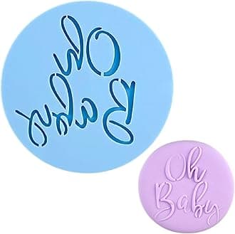 Crethinkaty Baby Shower Fondant Embosser "Oh Baby" Shape 3D Raised Design Cookie Stamp for Baking Cookies,Decorating Cake/Sugar Paste/Cupcake