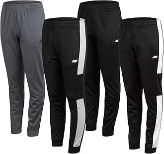 Boys Sweatpants - 4 Pack Active Tricot Boys Joggers Athletic Pants Kids Activewear Pants with Pockets (4-20)