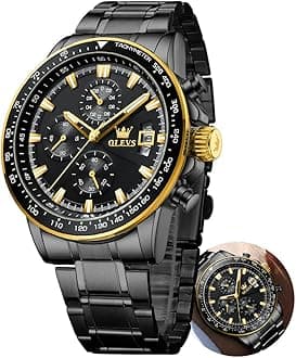 OLEVS Watch for Men, Fashion Dress Mens Watches, Stainless Steel Waterproof Analog Quartz Wristwatch, Elegant Gifts for Him - Dad & Boyfriend