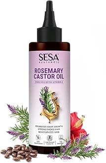 Rosemary Castor Hair Oil for Hair Growth & Hair Fall Control | Ayurvedic Oil with Sesame & Hibiscus | Strengthens Roots & Nourishes Scalp | For Dry Hair & Skin | 200ml