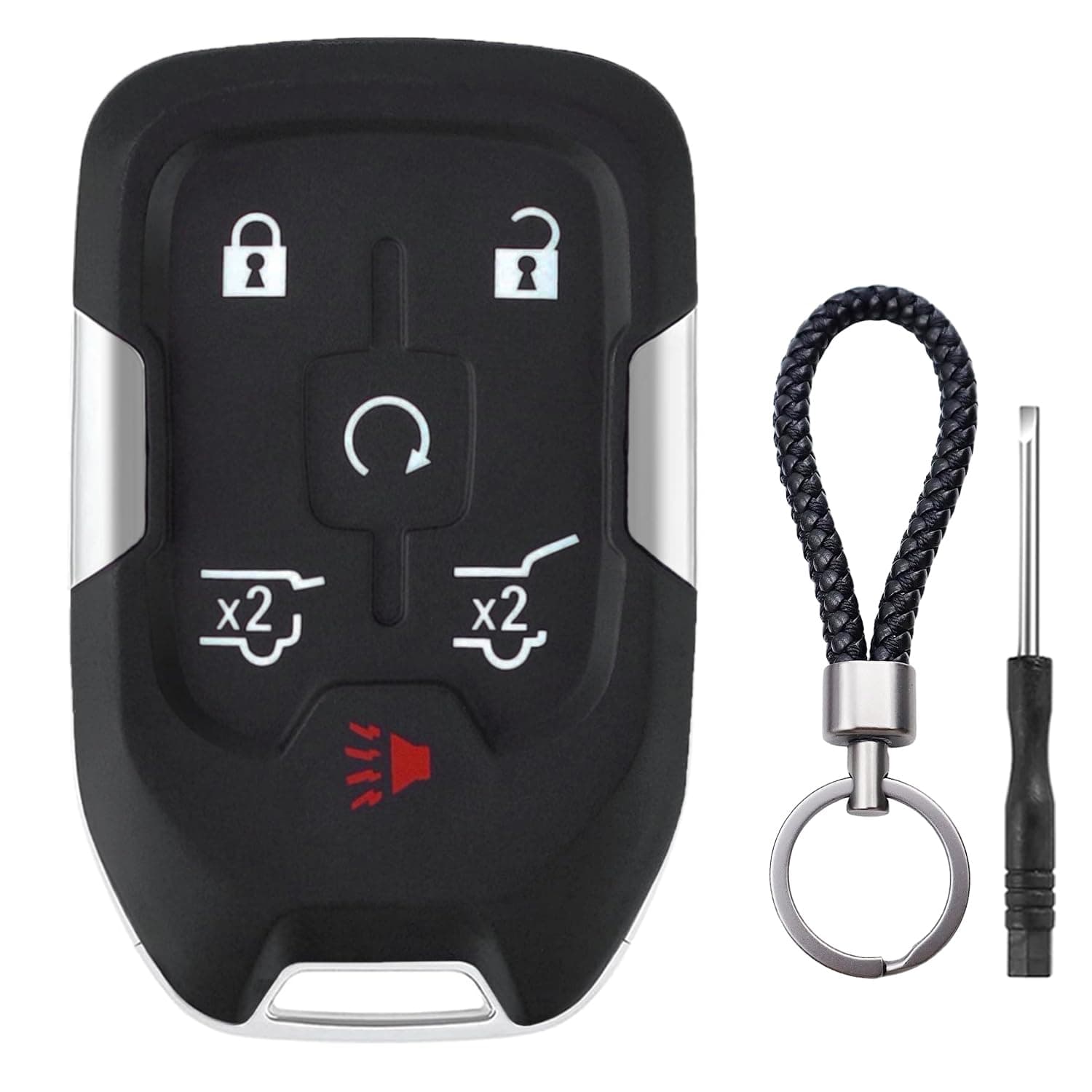 JJCHQ 6 Button Key Fob Shell Replacement Fits for Chevy Suburban Tahoe GMC Yukon XL Denali HYQ1AA 2015 2016 2017 2018 2019 2020 Keyless Entry Remote Control Smart Car Key Fob Case Cover