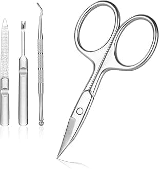 URAQT Nail Scissors, 4-Piece Manicure Kit - Multi-Purpose Stainless Steel Scissors for Nail, Toenail, Eyebrow, Eyelash