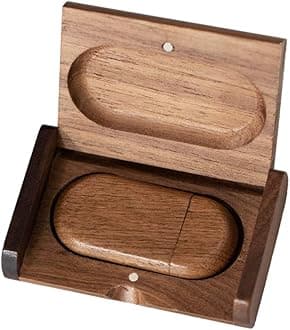 64GB USB2.0 Oval Wood Flash Drive Box, FEWINA Wooden USB Drive 64 GB Gig Stick Thumb Drive Jump Drive Ideal Gift for Birthday/Anniversary/Wedding/Photographer(Walnut)