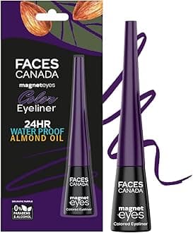 FACESCANADA Magneteyes Color Eyeliner Gel - Dramatic Purple,4Ml|Glossy Finish|24Hr Long-Lasting|Waterproof|Smudgeproof|Precise Application|Intense Color Payoff|Almond Extract & Vitamin E
