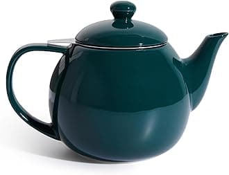 Teapots for Tea, 27 oz Porcelain Tea pot with Removable Stainless Steel Infuser, Tea Pots for Loose Tea - Dark Green