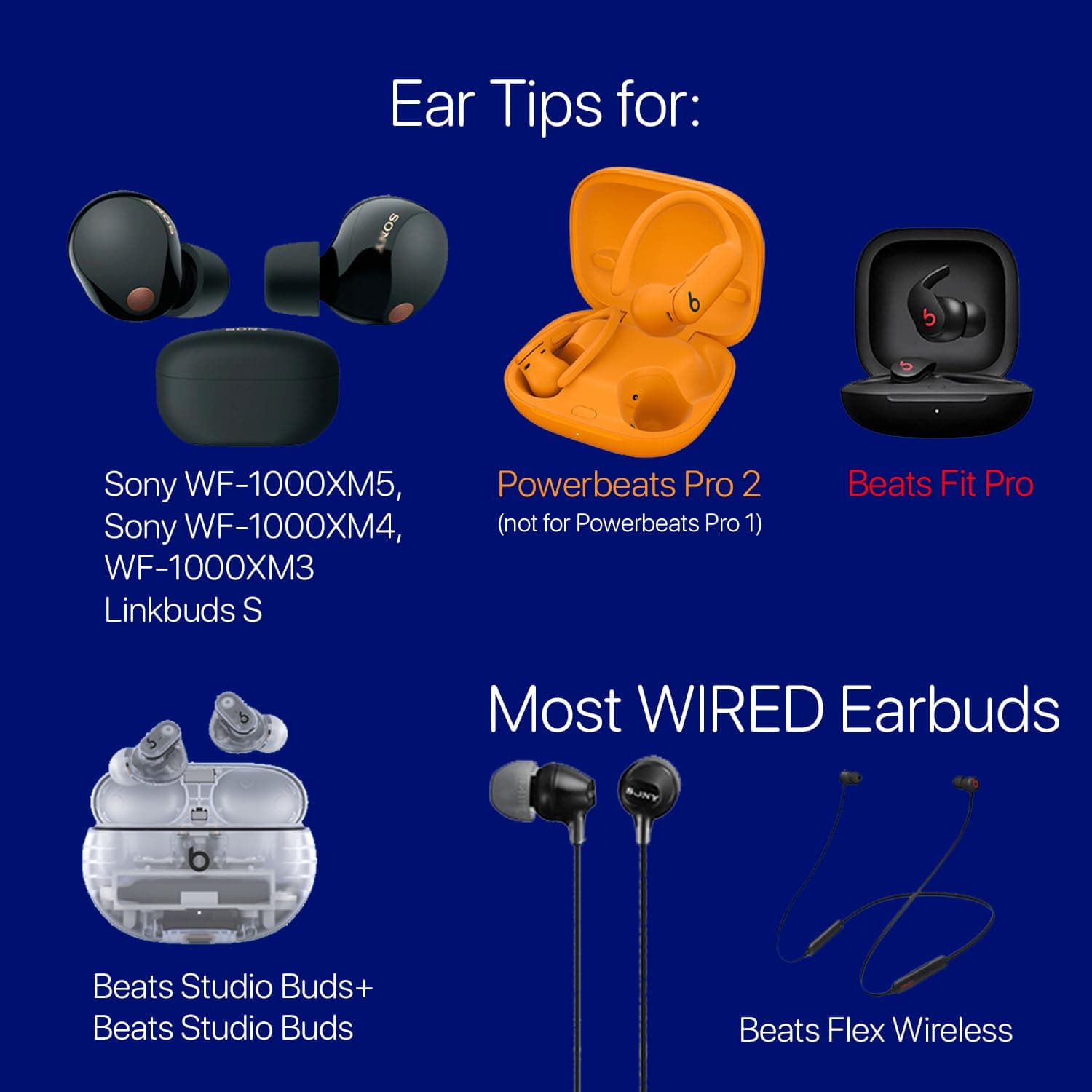 AirFoams Pro Universal Memory Foam Ear Tips w/Silicone Shield Patented for Sony WF-1000XM4, Beat Fit Pro, Beats Studio Buds, Buds 2 Pro, Jabra, Beats Flex. Replacement. Kickstarter. (SML)