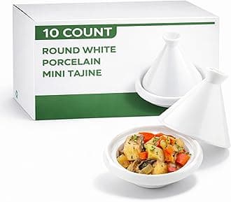Restaurantware 3.5 Inch Tajine Pots 10 Mini White Appetizer Bowls - Tajine Style With Dome Cover White Porcelain Tiny Bowls Chip-Resistant For Samples Sauces Or Spices