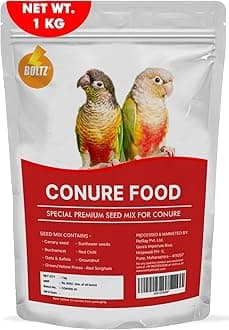 Boltz Best Bird Food for Conures, Natural and Healthy Premium Seed Mix for Conure Parrot, Daily Birds Treat for Conures, Complete Nutrition to All Life Stages (1 KG (Pack of 1))
